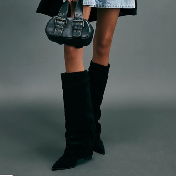 Free People Felicity Black Suede Boots size 7 - Picture 6 of 13